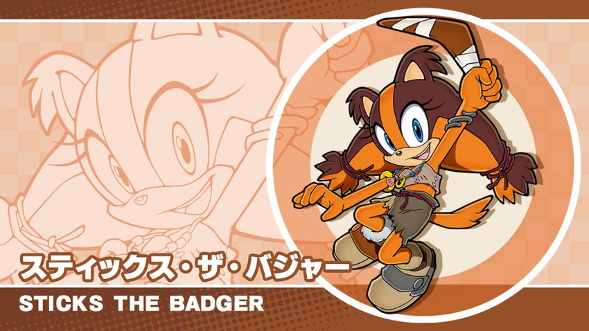 sticks the jungle badger (sonic the hedgehog (series) and etc) created by yuji uekawa