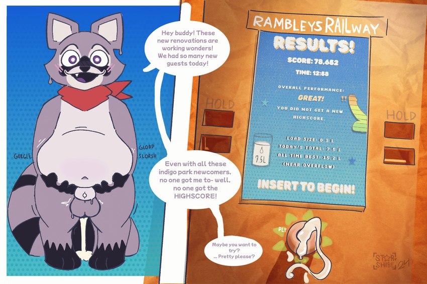 rambley raccoon (indigo park) created by starshibe