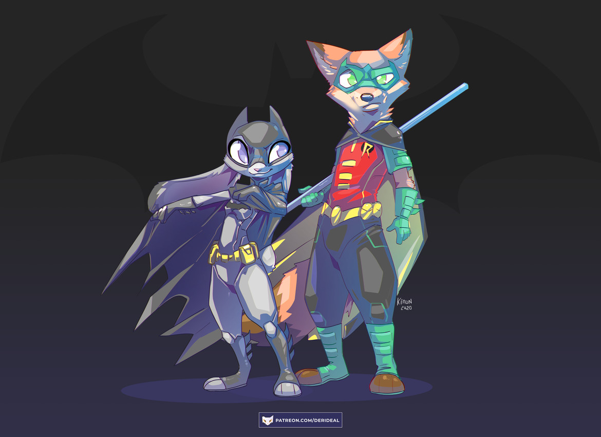 judy hopps and nick wilde (batman (series) and etc) created by kiaun