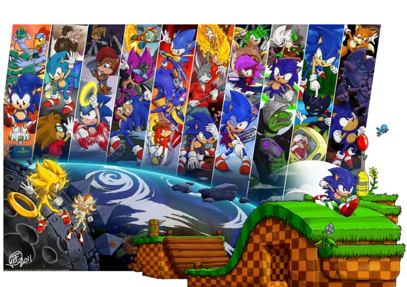 grounder, scratch, fleetway sonic, cinos the anti-sonic, knuckles the echidna, and etc (adventures of sonic the hedgehog and etc) created by swirlything