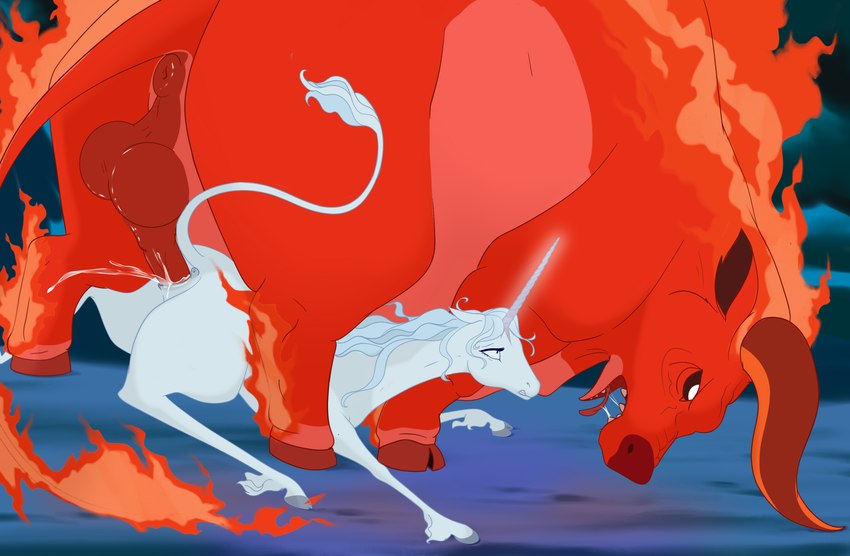 amalthea and red bull (the last unicorn and etc) created by blurrypanda