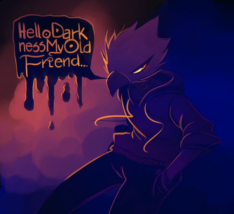 fumikage tokoyami (hello darkness my old friend (meme) and etc) created by nauticae