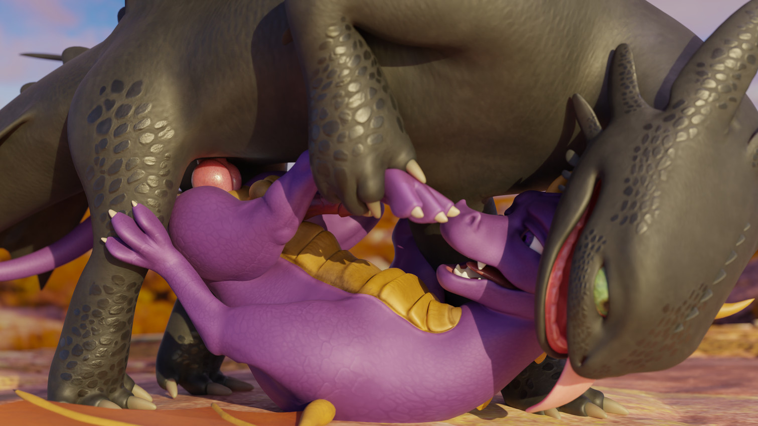 spyro and toothless (how to train your dragon and etc) created by no-name-no-problem