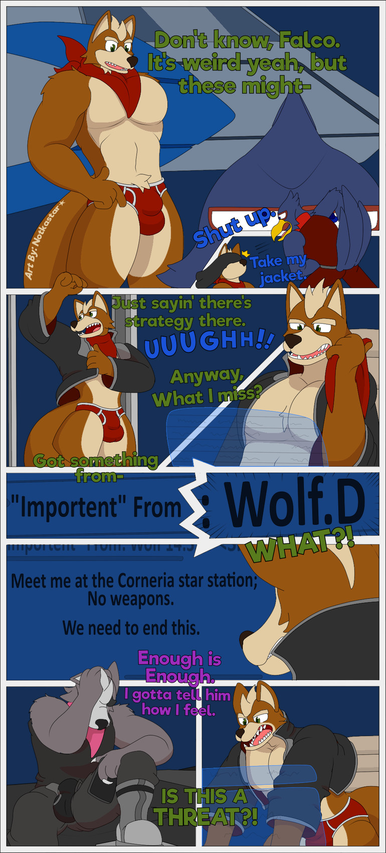 falco lombardi, fox mccloud, and wolf o'donnell (nintendo and etc) created by notkastar