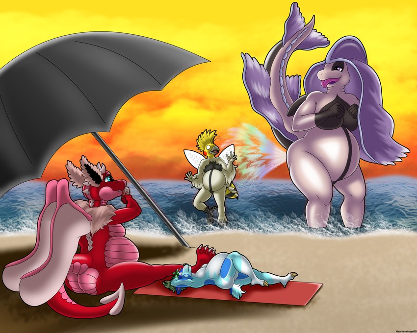 adelina the love dragon, ginevra the whale storm, petra the defend deer, and phoebe the queen birbee (mythology) created by heartlessangel3d