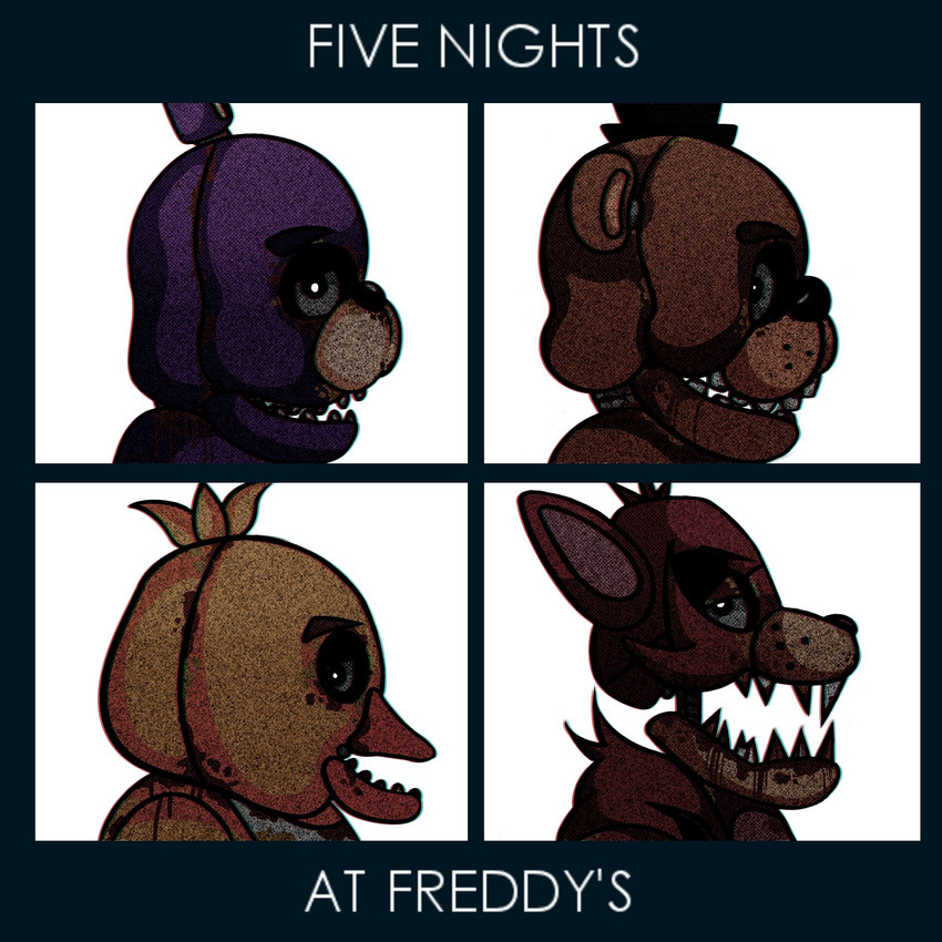 bonnie, chica, foxy, and freddy (five nights at freddy's and etc) created by onitime (artist)