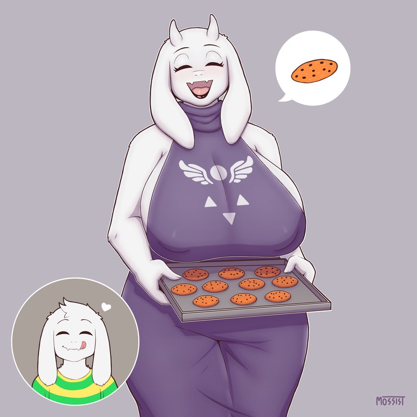 asriel dreemurr and toriel (undertale (series) and etc) created by mossist