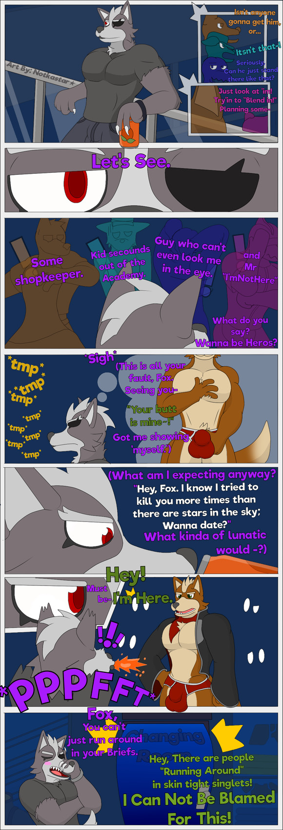 fox mccloud and wolf o'donnell (nintendo and etc) created by notkastar