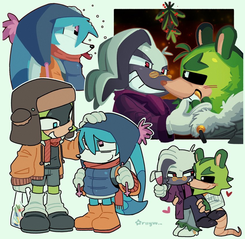 clutch the opossum, doctor starline, kitsunami the fennec, and surge the tenrec (sonic the hedgehog (comics) and etc) created by riiyuu