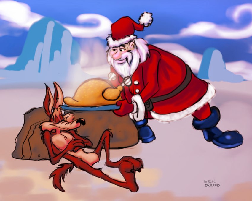 santa claus and wile e. coyote (warner brothers and etc) created by stevethedragon