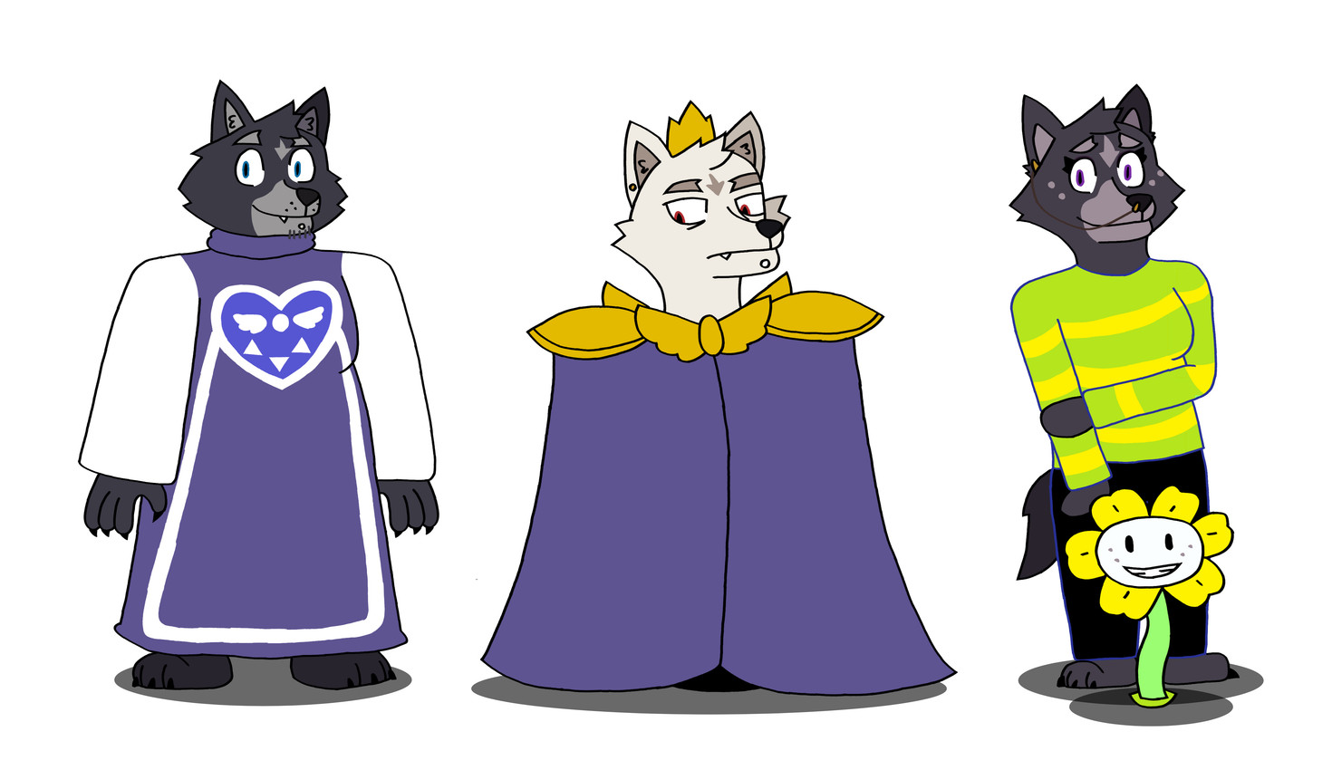 amicus, cassius, flowey the flower, and virginia (undertale (series) and etc) created by creamandbigstan