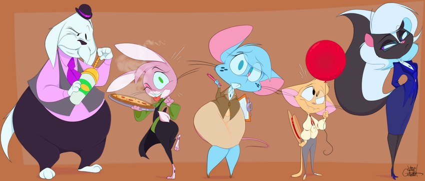 charles carbuckle, mia mouse, ollie pawper, rachael rabbit, and scarlett skunk created by silentjack