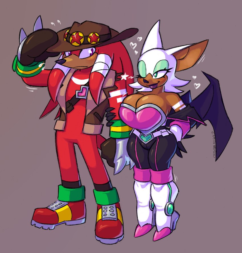 knuckles the echidna and rouge the bat (sonic the hedgehog (series) and etc) created by captain molasses