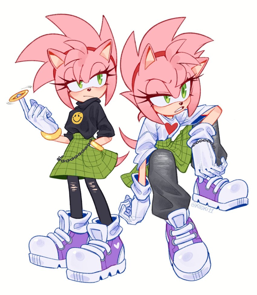 amy rose and amy rose (sonic the hedgehog (comics) and etc) created by kiikoi11