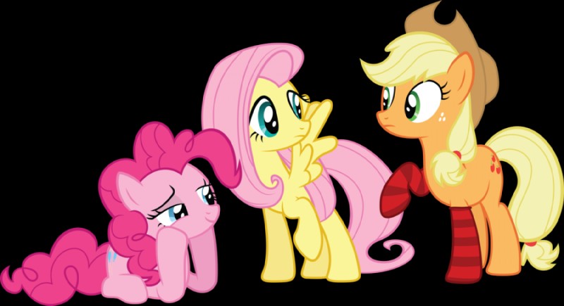 applejack, fluttershy, and pinkie pie (friendship is magic and etc) created by quanno3