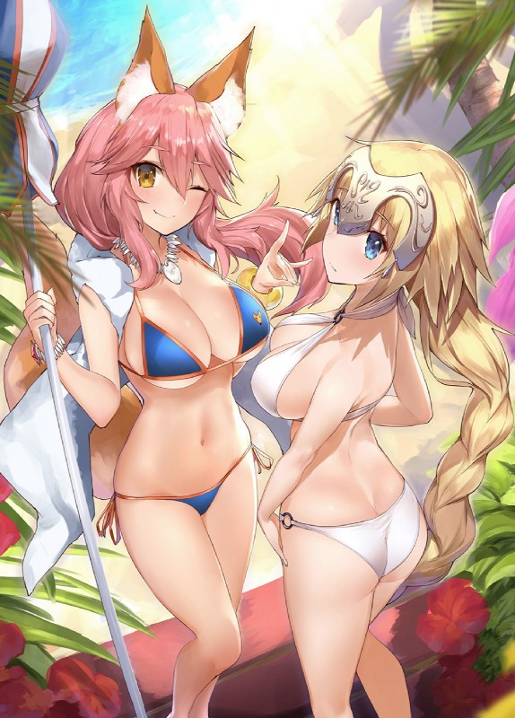 caster tamamo-no-mae and jeanne d'arc (fate (series) and etc) created by yaman