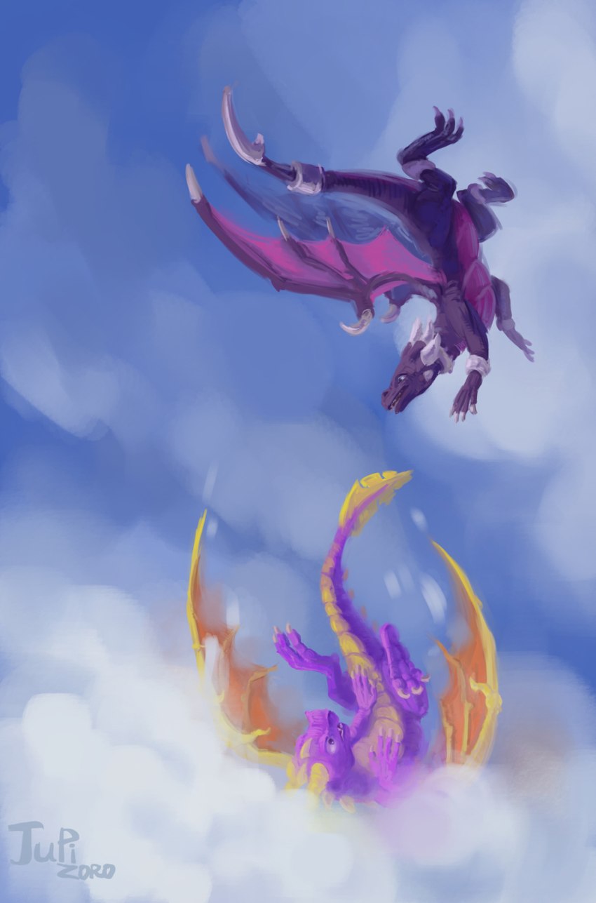 cynder and spyro (spyro the dragon and etc) created by jupizoro