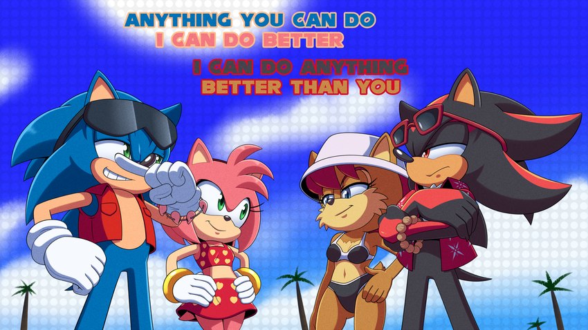 amy rose, sally acorn, shadow the hedgehog, and sonic the hedgehog (sonic the hedgehog (archie) and etc) created by hyoumaru