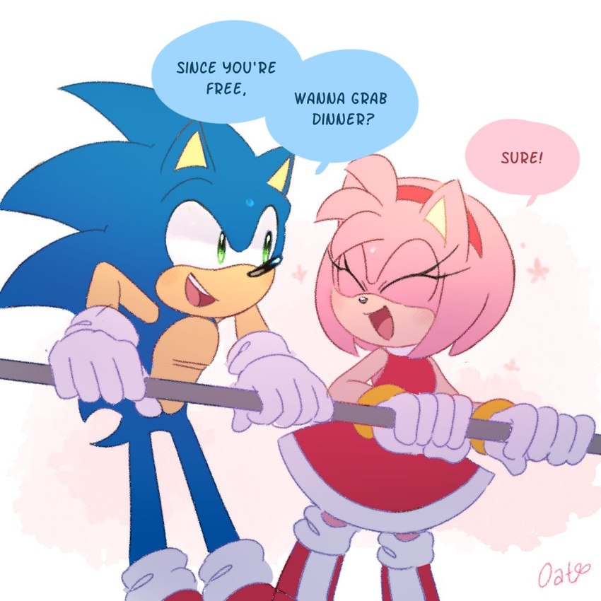 amy rose and sonic the hedgehog (sonic the hedgehog (series) and etc) created by oatumn