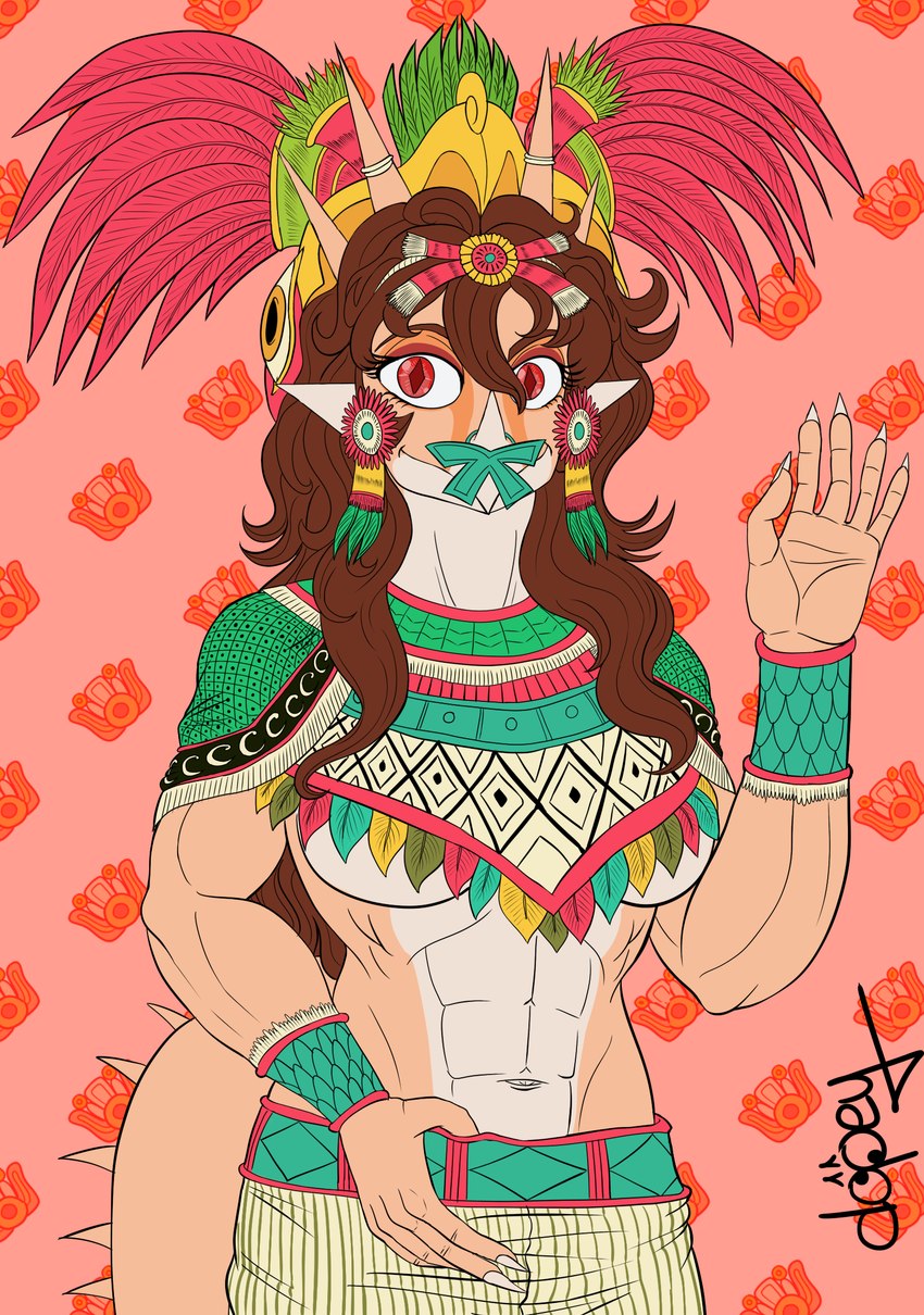 rosa and xochiquetzal (mesoamerican mythology and etc) created by dopeyarts