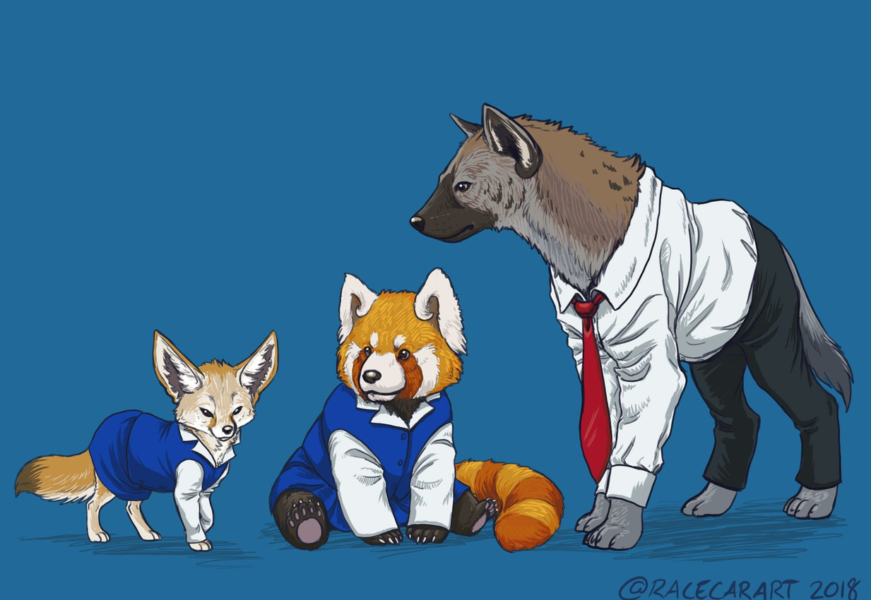 fenneko, haida, and retsuko (aggretsuko and etc) created by racecarart