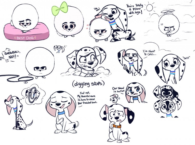 snowball, dee dee, diesel, dizzy, dolly, and etc (101 dalmatian street and etc) created by higglytownhero