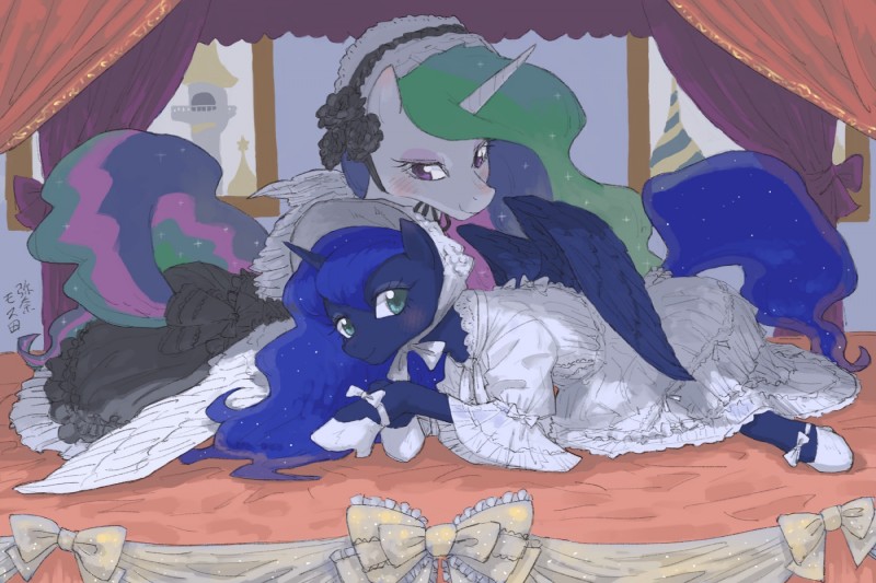 princess celestia and princess luna (friendship is magic and etc) created by yanamosuda