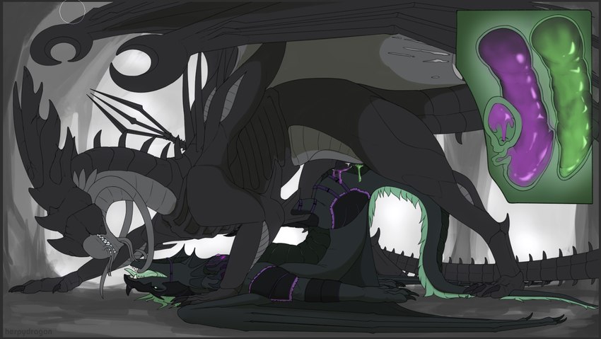 dark the xenodragon and diana the dragoness (alien (franchise) and etc) created by herpydragon