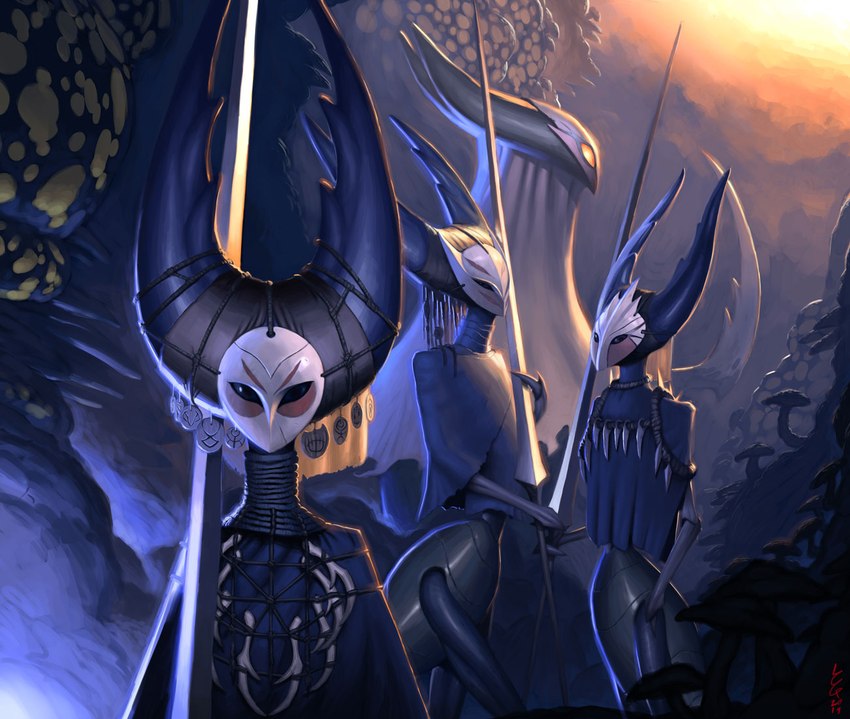 mantis lord and traitor lord (hollow knight and etc) created by ashenhare