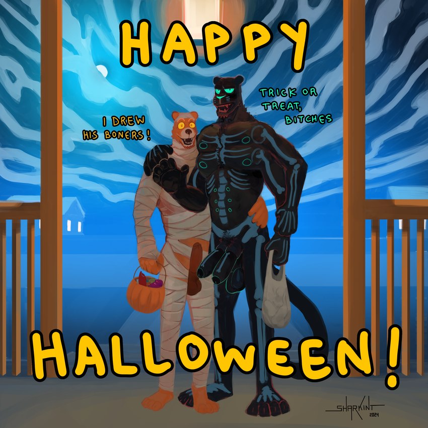 panther and small bear (halloween) created by sharkinthepark