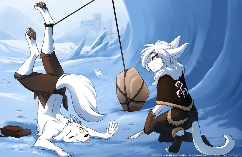 female snow basitin and wolfie (twokinds) created by tom fischbach