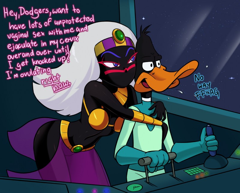 daffy duck and queen tyr'ahnee (warner brothers and etc) created by relatedguy