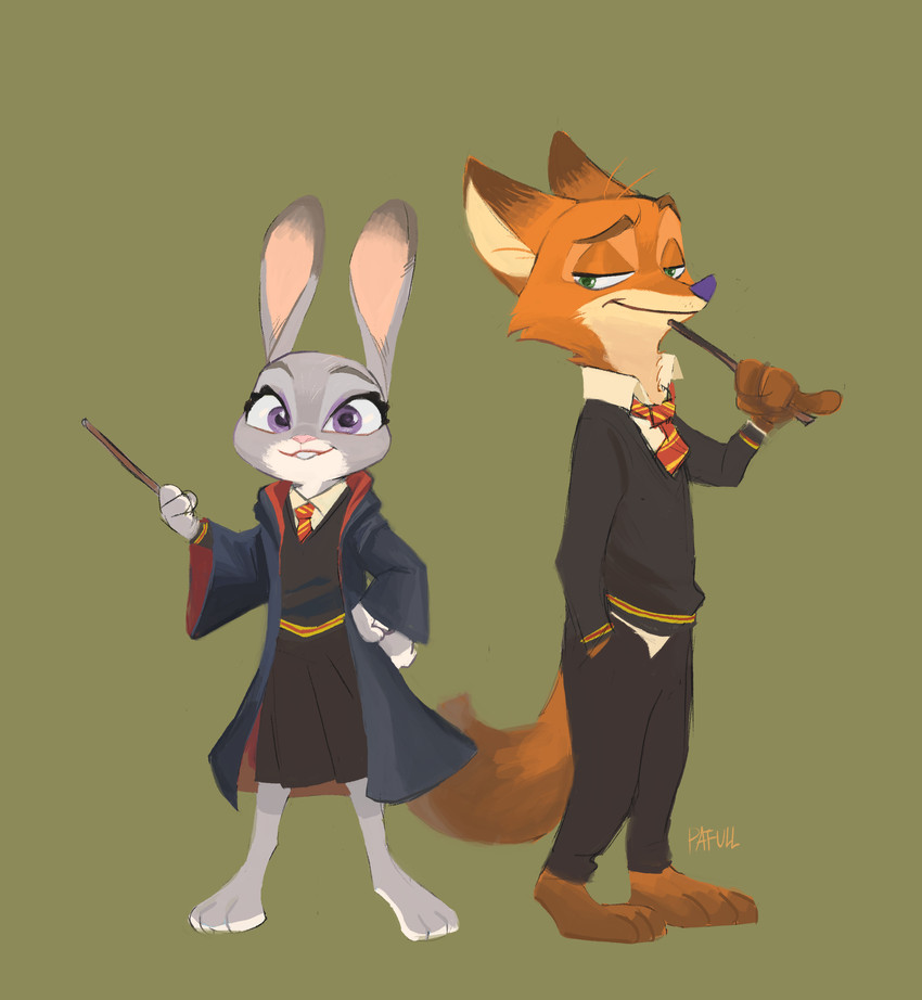 judy hopps and nick wilde (harry potter (series) and etc) created by pafull
