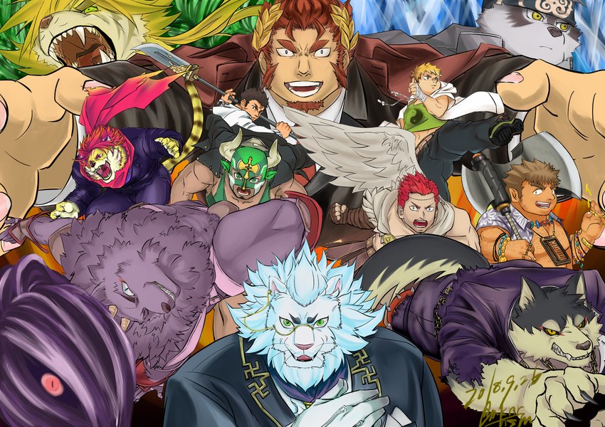 horkeu kamui, taurus mask, ikutoshi, andvari, oniwaka, and etc (tokyo afterschool summoners and etc) created by mknrhsm