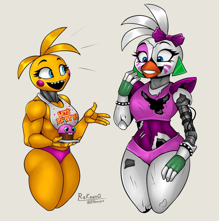 advanced toy chica, cupcake, shattered glamrock chica, and toy chica (five nights at freddy's: security breach and etc) created by e4hargus