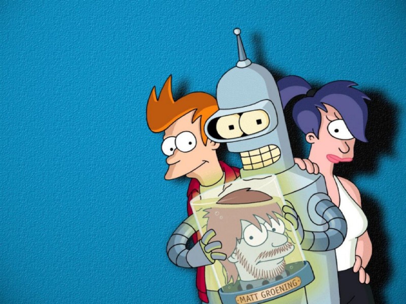 bender bending rodríguez, matt groening, philip j. fry, and turanga leela (comedy central and etc) created by unknown artist