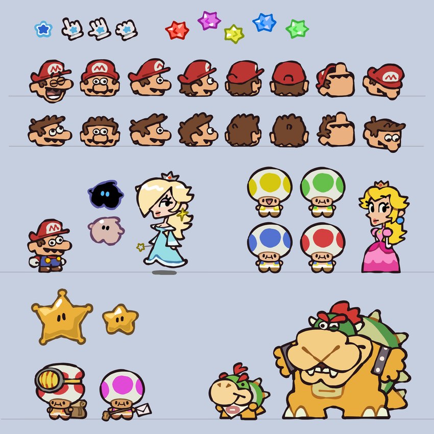 rosalina, princess peach, captain toad, bowser jr., bowser, and etc (super mario galaxy and etc) created by cas van de pol