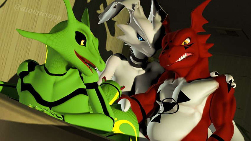 guilmon, rayna, and reshiram (furromantic (modeller) and etc) created by atomicsopp sfm