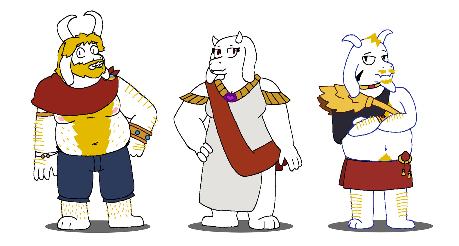 asgore dreemurr, asriel dreemurr, and toriel (undertale (series) and etc) created by creamandbigstan