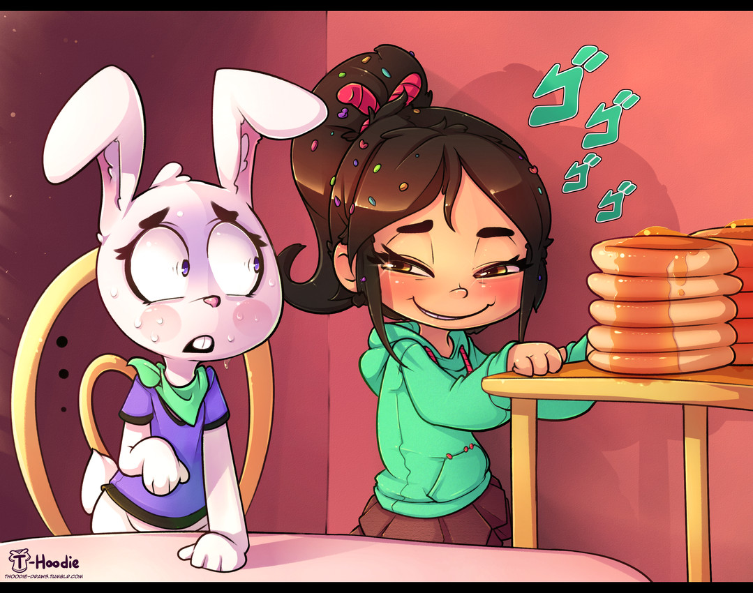 fun bun and vanellope von schweetz (ralph breaks the internet and etc) created by hoodie (artist)