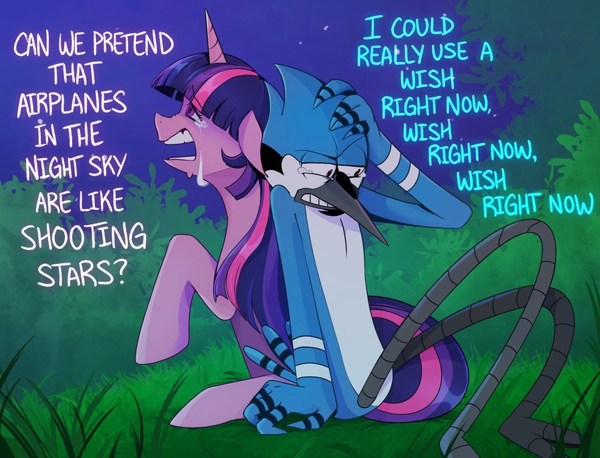 mordecai and twilight sparkle (friendship is magic and etc) created by vinegarclown