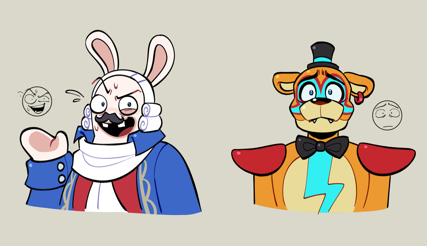 glamrock freddy and phantom of the bwahpera (five nights at freddy's: security breach and etc) created by queenly-owl