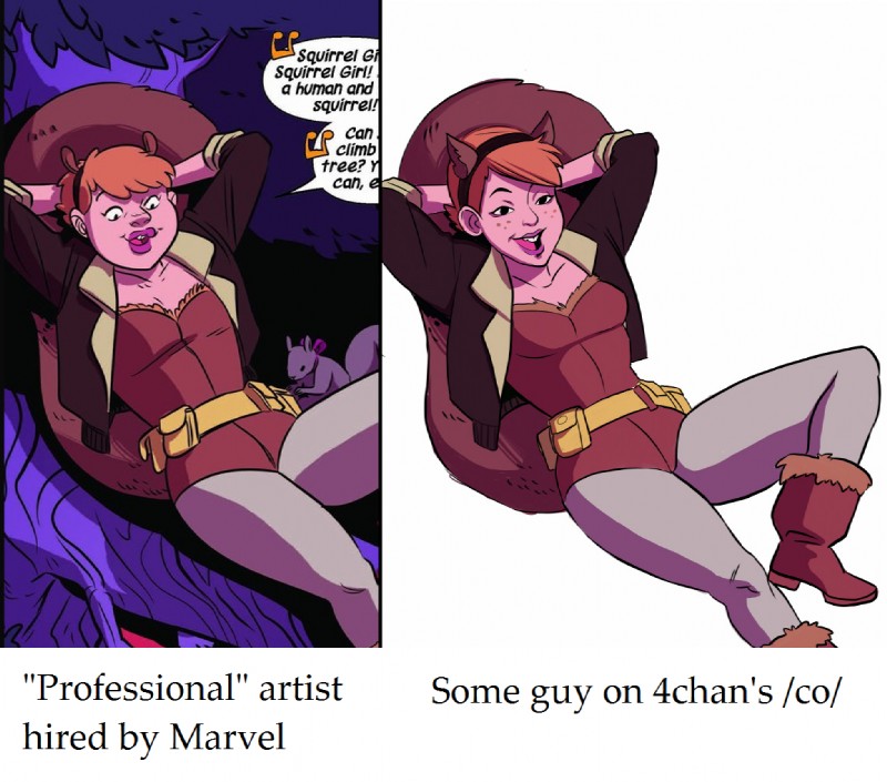 squirrel girl and tippy-toe (marvel) created by third-party edit and unknown artist