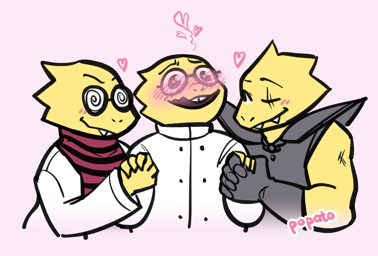 alphys, alphys, and alphys (undertale (series) and etc) created by popat0