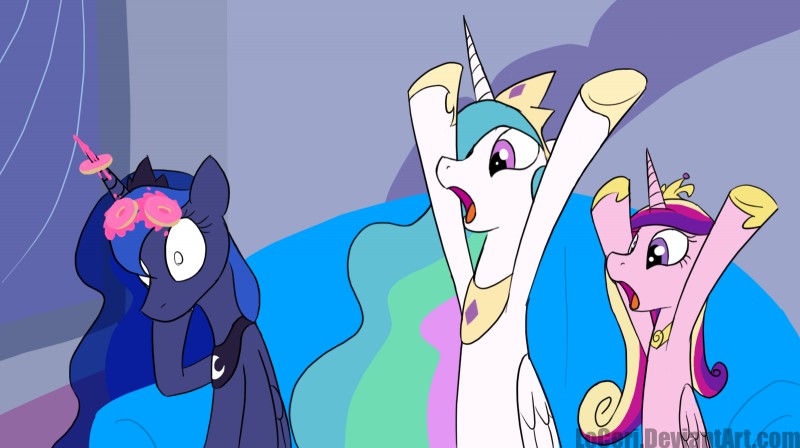 princess cadance, princess celestia, and princess luna (friendship is magic and etc) created by loceri