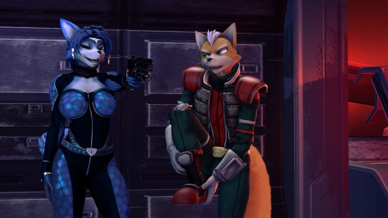 fox mccloud, krystal, warfare fox, and warfare krystal (nintendo and etc) created by lelnopem8