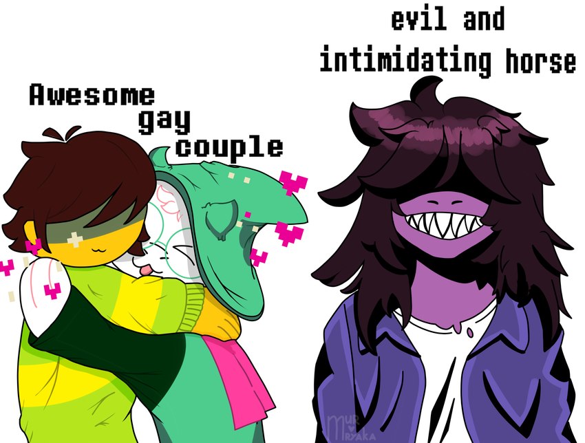 kris, ralsei, and susie (undertale (series) and etc) created by mur mryaka