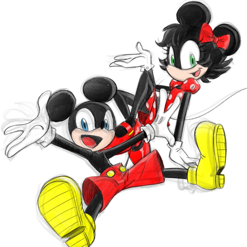 mickey mouse and minnie mouse (sonic the hedgehog (series) and etc) created by aeolus06