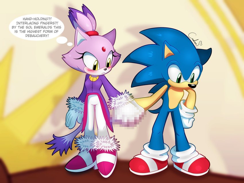 blaze the cat and sonic the hedgehog (sonic the hedgehog (comics) and etc) created by andialmodovar