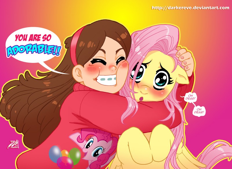 fluttershy, mabel pines, and pinkie pie (friendship is magic and etc) created by darkereve